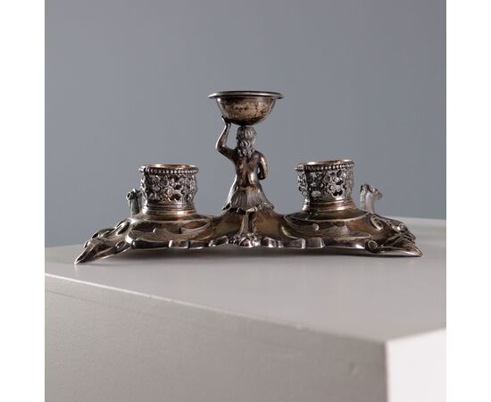 Central European Silver Inkwell, 18th-19th Century