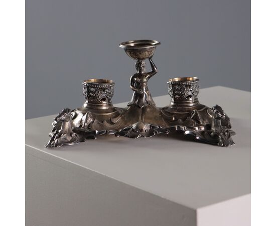 Central European Silver Inkwell, 18th-19th Century