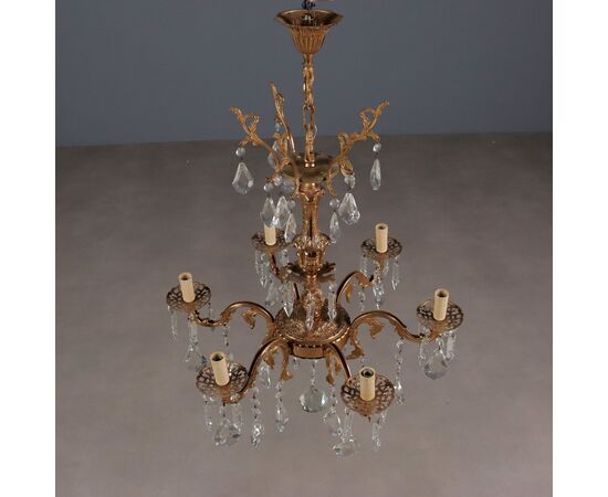Lampadario in Bronzo e Cristallo