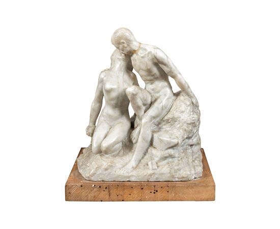 Scultura in marmo bianco - Il bacio. XIX secolo.