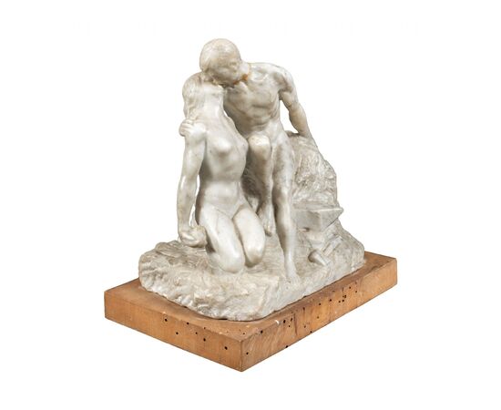 Scultura in marmo bianco - Il bacio. XIX secolo.