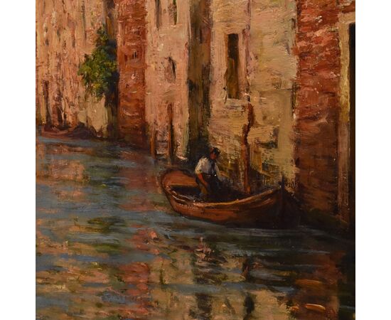DIPINTI ANTICHI, QUADRI VEDUTA DI VENEZIA, PITTURA AD OLIO SU TELA, XX SECOLO. (QP694)