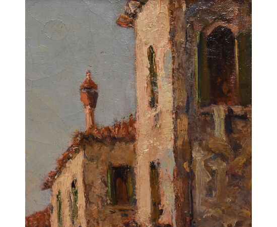 DIPINTI ANTICHI, QUADRI VEDUTA DI VENEZIA, PITTURA AD OLIO SU TELA, XX SECOLO. (QP694)
