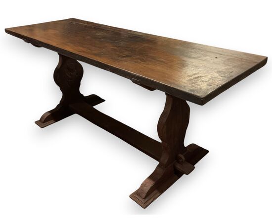 TAV324 - Walnut table, 19th century, dimensions cm L 200 x D 71 x H 83