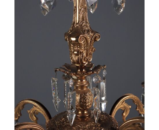 Lampadario in Bronzo e Cristallo