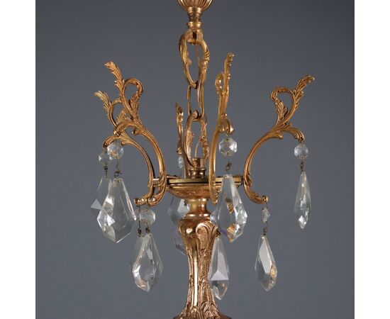 Lampadario in Bronzo e Cristallo