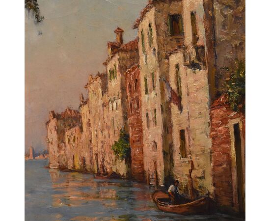 DIPINTI ANTICHI, QUADRI VEDUTA DI VENEZIA, PITTURA AD OLIO SU TELA, XX SECOLO. (QP694)