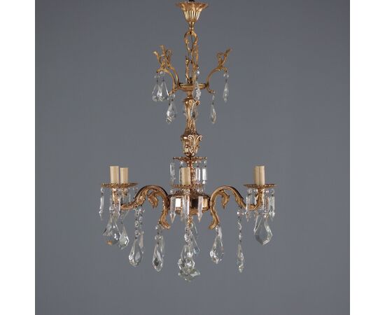 Lampadario in Bronzo e Cristallo