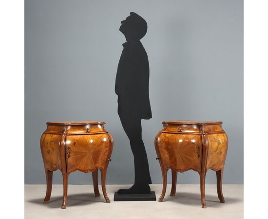 Coppia di Comodini in Stile Barocchetto Italia Inizio XX Secolo