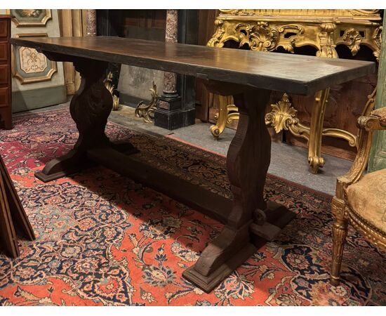 TAV324 - Walnut table, 19th century, dimensions cm L 200 x D 71 x H 83