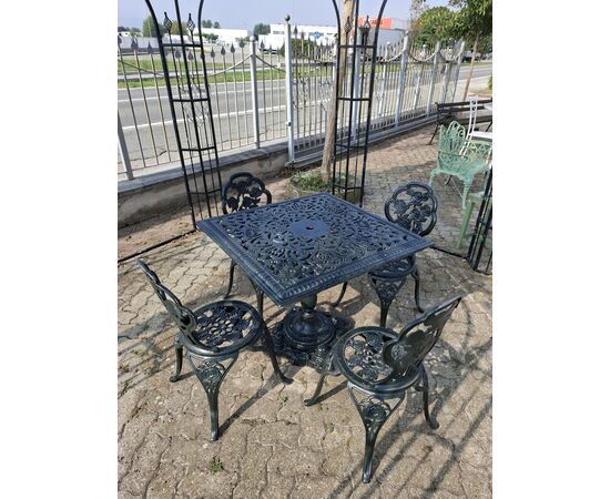 Cast iron table and chairs