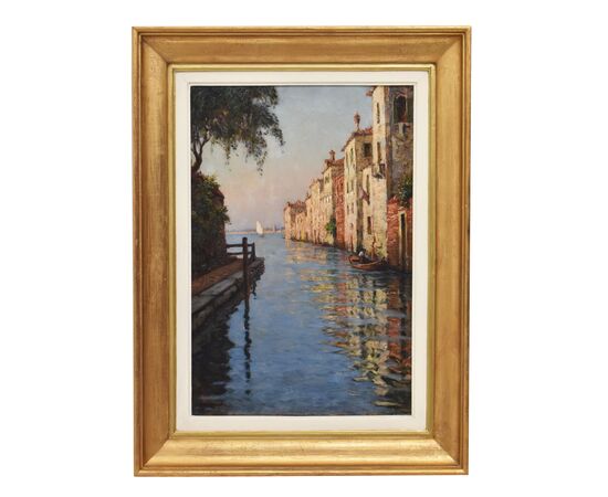 DIPINTI ANTICHI, QUADRI VEDUTA DI VENEZIA, PITTURA AD OLIO SU TELA, XX SECOLO. (QP694)