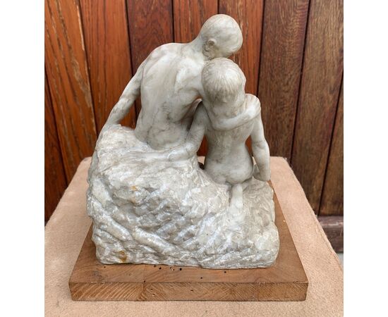 Scultura in marmo bianco - Il bacio. XIX secolo.
