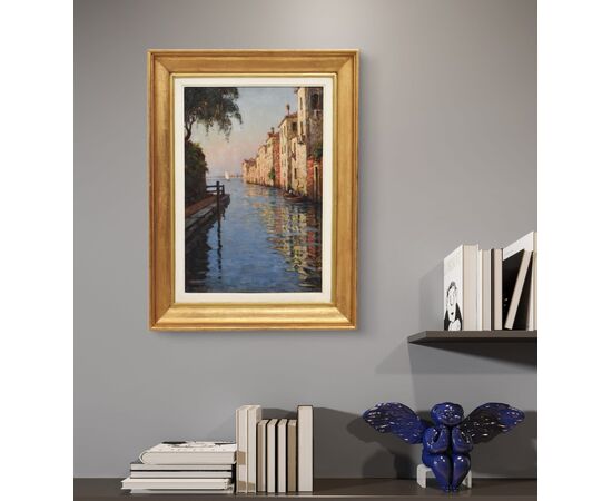 DIPINTI ANTICHI, QUADRI VEDUTA DI VENEZIA, PITTURA AD OLIO SU TELA, XX SECOLO. (QP694)