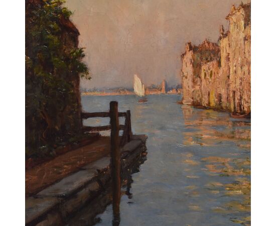 DIPINTI ANTICHI, QUADRI VEDUTA DI VENEZIA, PITTURA AD OLIO SU TELA, XX SECOLO. (QP694)