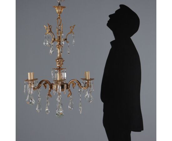 Lampadario in Bronzo e Cristallo