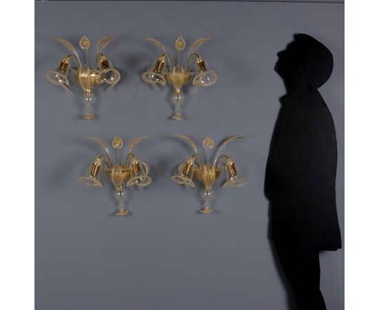 Gruppo di Quattro Appliques in Vetro di Murano Italia Seconda Metà XX Secolo