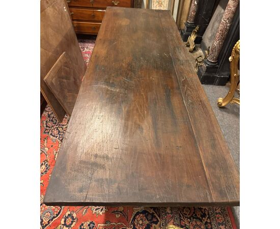TAV324 - Walnut table, 19th century, dimensions cm L 200 x D 71 x H 83