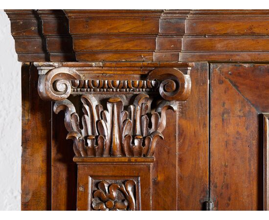 17th-century walnut wardrobe from Northern Italy.