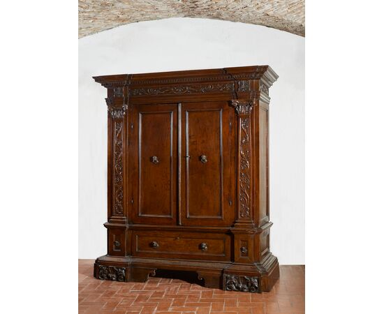 17th-century walnut wardrobe from Northern Italy.