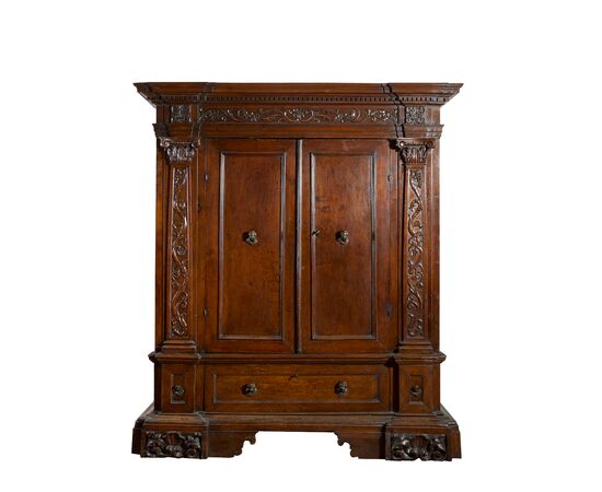 17th-century walnut wardrobe from Northern Italy.