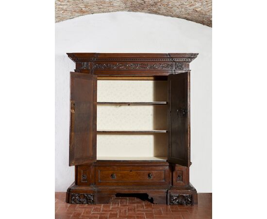 17th-century walnut wardrobe from Northern Italy.
