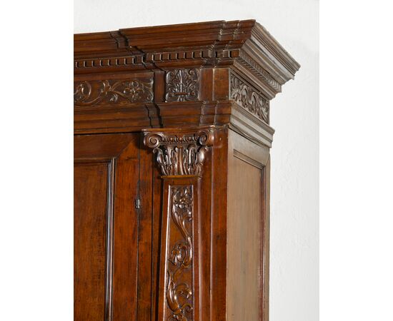 17th-century walnut wardrobe from Northern Italy.