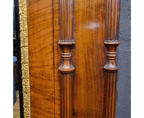 Pair of walnut consoles Carlo X 1820 with mirrors