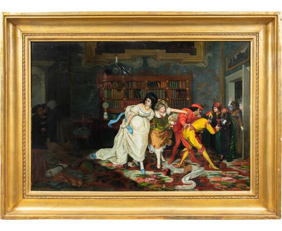 Vincenzo Colleoni (Attivo a Venezia nella seconda metà del XIX sec.) - Scena di interno con personaggi in maschera.