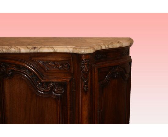 Magnifica grande credenza stile Provenzale del 1800 con piano in marmo bianco venato