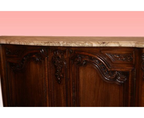 Magnifica grande credenza stile Provenzale del 1800 con piano in marmo bianco venato