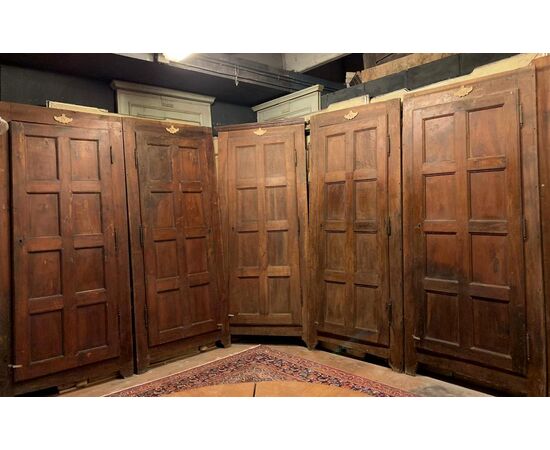 stip225 - n. 6 wall cabinets in walnut with one door, 18th century     