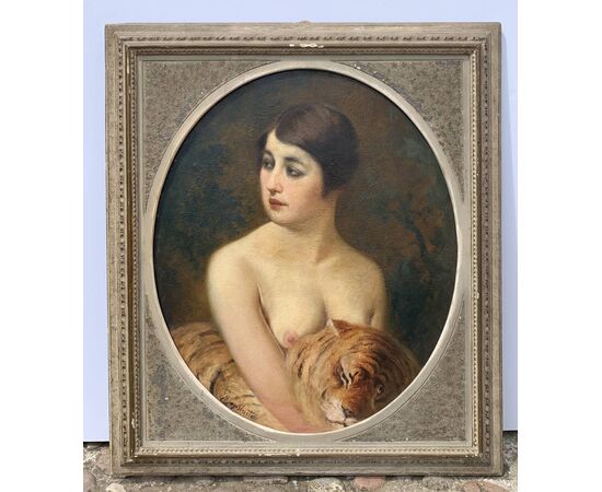 Emilio Magistretti (Milan 1851 - Milan 1936) - Girl with tiger.