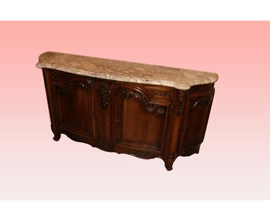Magnifica grande credenza stile Provenzale del 1800 con piano in marmo bianco venato