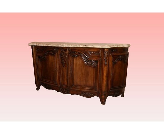 Magnifica grande credenza stile Provenzale del 1800 con piano in marmo bianco venato