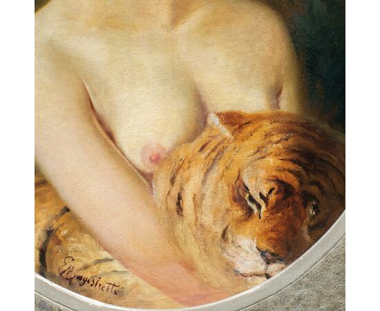 Emilio Magistretti (Milan 1851 - Milan 1936) - Girl with tiger.