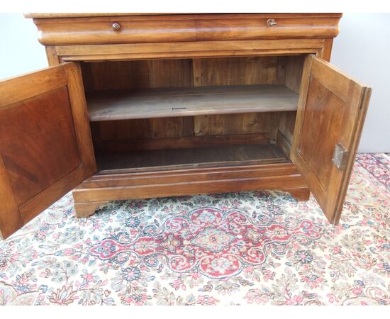 Restored 19th-century walnut sideboard with two doors and three drawers, cm L150xP54xH103