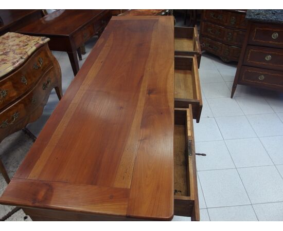 RESTORED CHERRY WOOD THREE-DOOR CUPBOARD, 19TH CENTURY