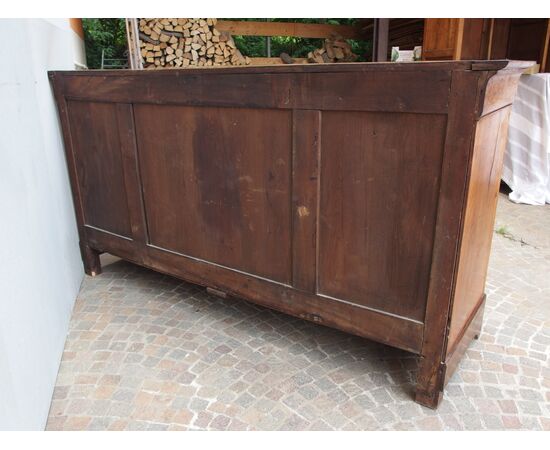 LOUIS PHILIPPE CAPUCHIN STYLE WALNUT 4-DOOR SIDEBOARD, FRANCE, RESTORED, cm L192xP57xH103