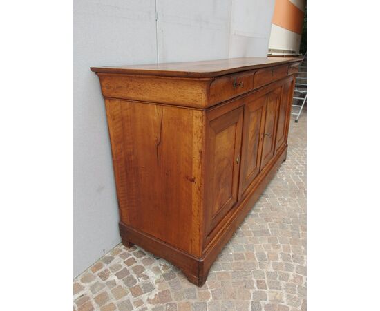 LOUIS PHILIPPE CAPUCHIN STYLE WALNUT 4-DOOR SIDEBOARD, FRANCE, RESTORED, cm L192xP57xH103