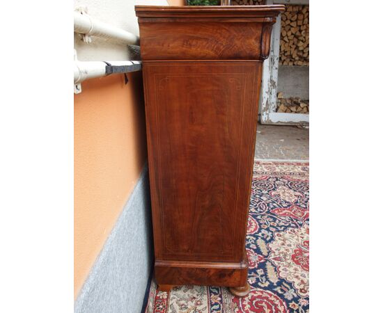 SMALL CAPPUCCINO WALNUT FEATHER CABINET CARLO X FRANCE cm L97xP47xH121