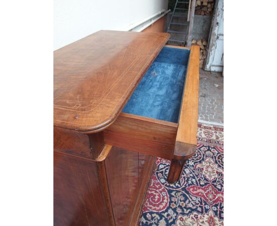 SMALL CAPPUCCINO WALNUT FEATHER CABINET CARLO X FRANCE cm L97xP47xH121