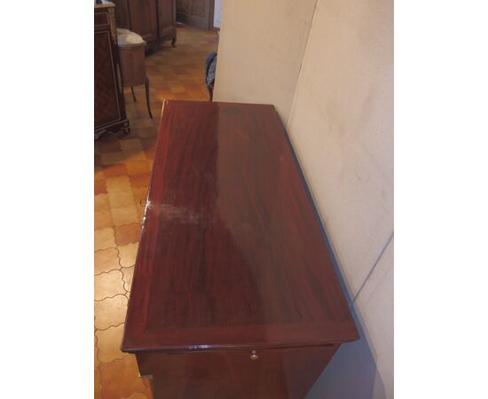 MAHOGANY FEATHER CREDENZA-TOILETTE, EMPIRE STYLE, EARLY 1800s FRANCE, cm L127xP56xH100