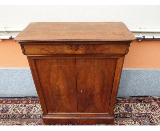 SMALL CAPPUCCINO WALNUT FEATHER CABINET CARLO X FRANCE cm L97xP47xH121