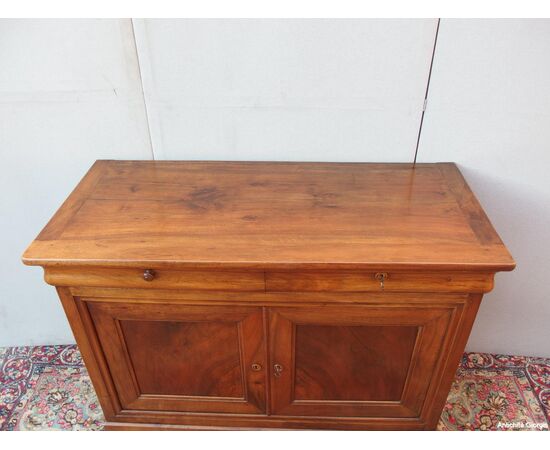 Restored 19th-century walnut sideboard with two doors and three drawers, cm L150xP54xH103