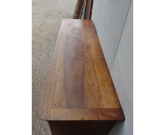 LOUIS PHILIPPE CAPUCHIN STYLE WALNUT 4-DOOR SIDEBOARD, FRANCE, RESTORED, cm L192xP57xH103