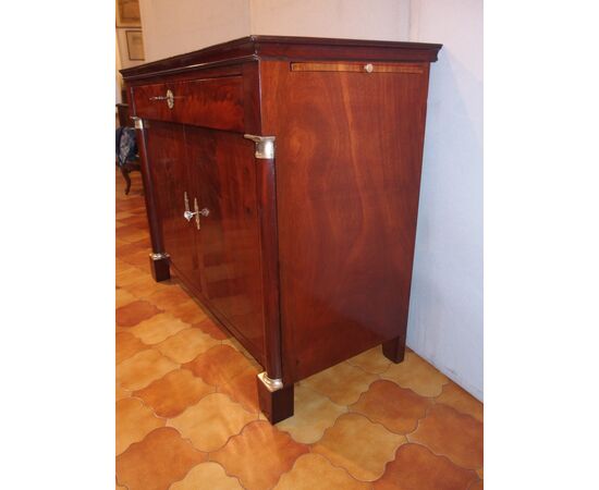 MAHOGANY FEATHER CREDENZA-TOILETTE, EMPIRE STYLE, EARLY 1800s FRANCE, cm L127xP56xH100