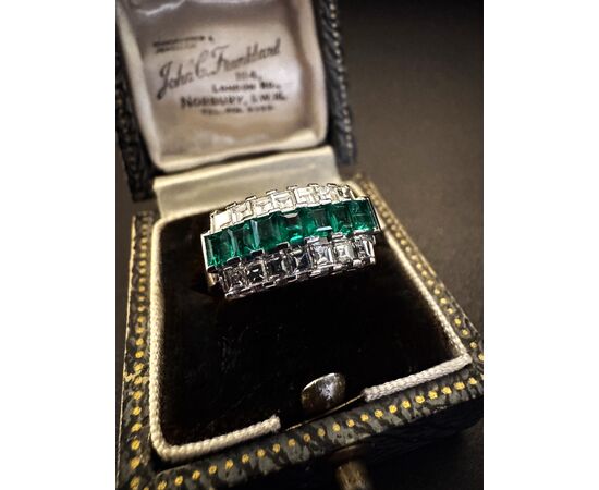 Platinum Ring with Emeralds and Diamonds