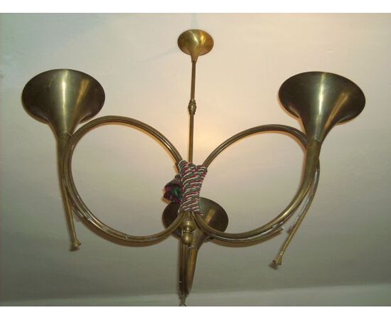 Chandeliers hunting horn brass