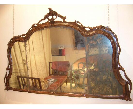 specchiera da camino, legno laccato "finto legno",Venezia